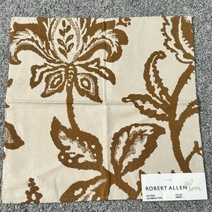 Robert Allen Fabric Sample Remnant Jacobean Toss Amber Brown Beige Cotton Crafts